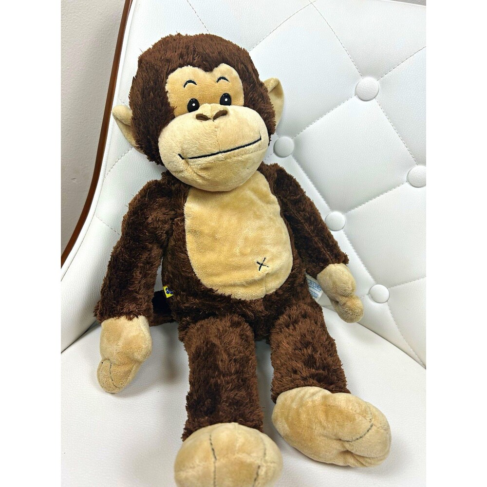 Build A Bear Brown Smiley Monkey Plush 17" Retired Animal X Belly Button BABW 07